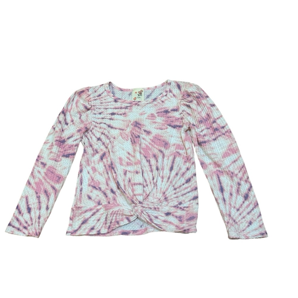 Lily Bleu Girls Pink White Tie-Dyed Long Sleeve Shirt Approx Size 5-6